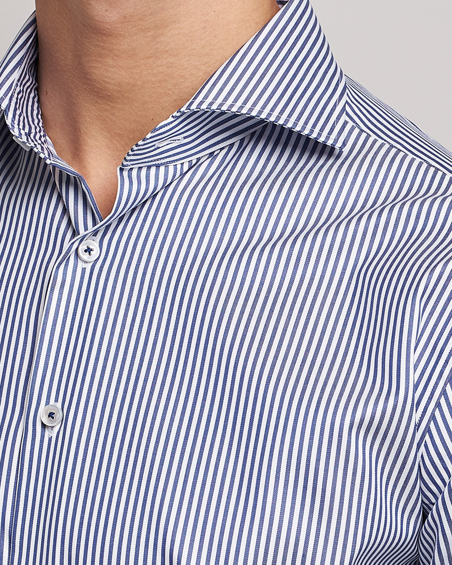 Herren | Hemden | Stenströms | Fitted Body Stripe Shirt White/Blue