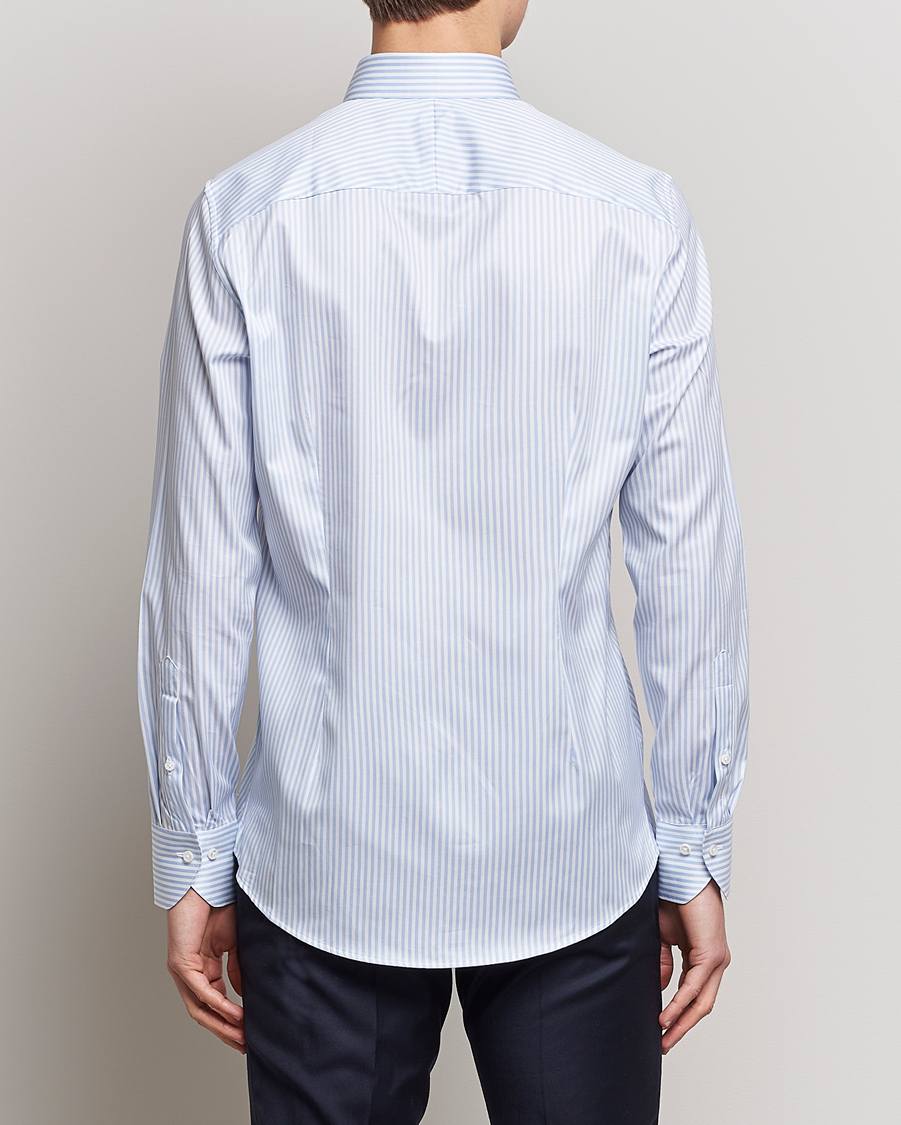 Herren | Hemden | Stenströms | 1899 Slimline Button Down Stripe Shirt White/Blue