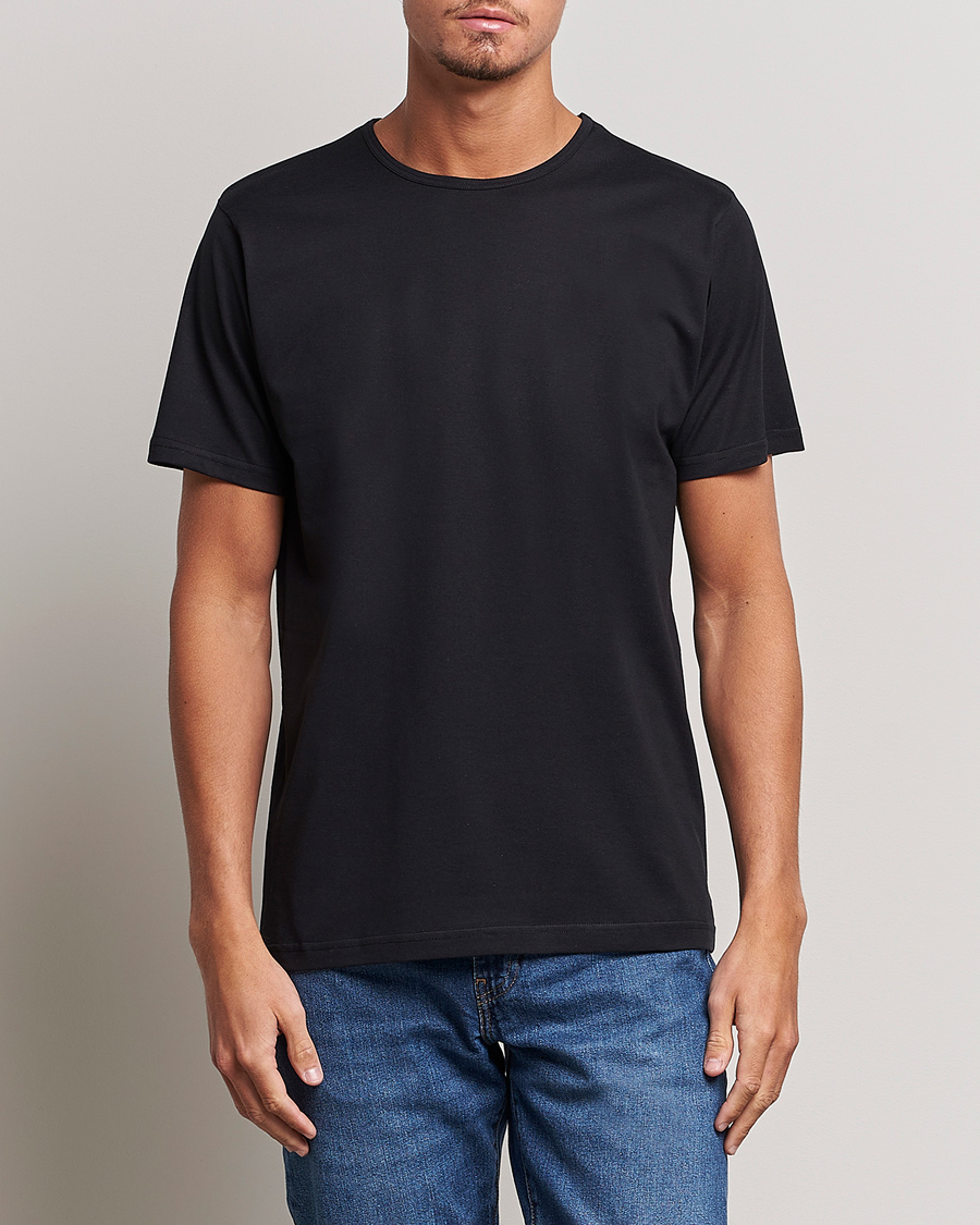 Herren | Kurzarm T-Shirt | Sunspel | Superfine Cotton Crew Neck Tee Black