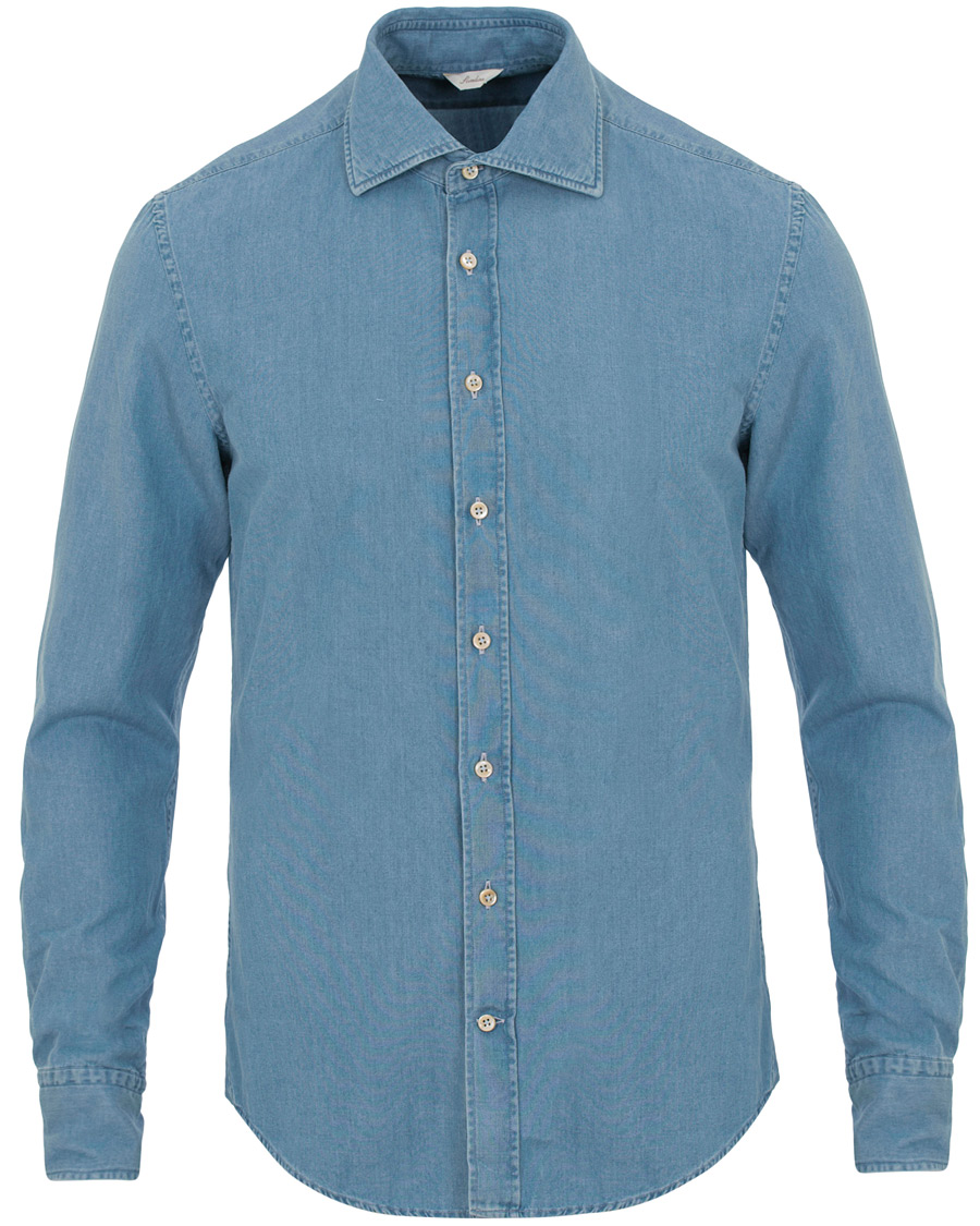 Herren | Hemden | Stenströms | Slimline Garment Washed Shirt Light Denim