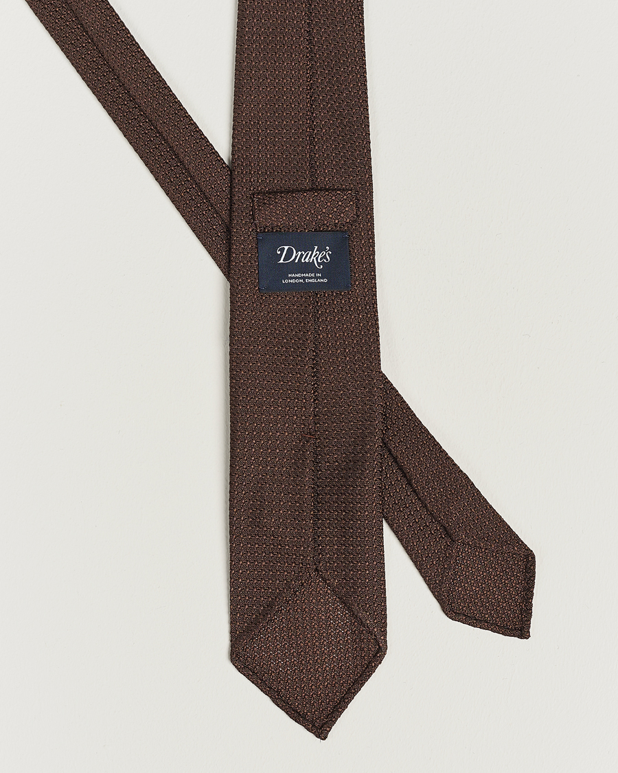 Herren | Krawatten | Drake's | Drake'sLarge Knot Handrolled Grenadine Silk TieBrown