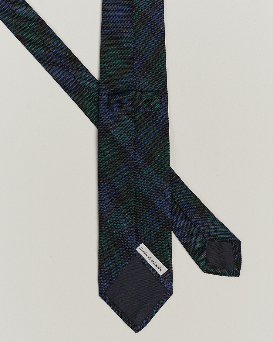 Herren | Preppy Authentic | Drake's | Silk Fine Grenadine Handrolled 8 cm Tie Blackwatch