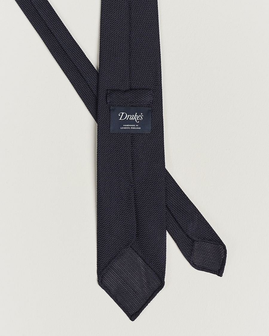 Herren | Preppy Authentic | Drake's | Silk Fine Grenadine Handrolled 8 cm Tie Navy
