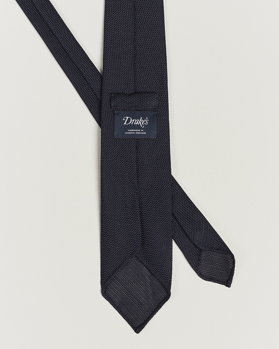Herren | Drake's Silk Fine Grenadine Handrolled 8 cm Tie Navy | Drake's | Silk Fine Grenadine Handrolled 8 cm Tie Navy