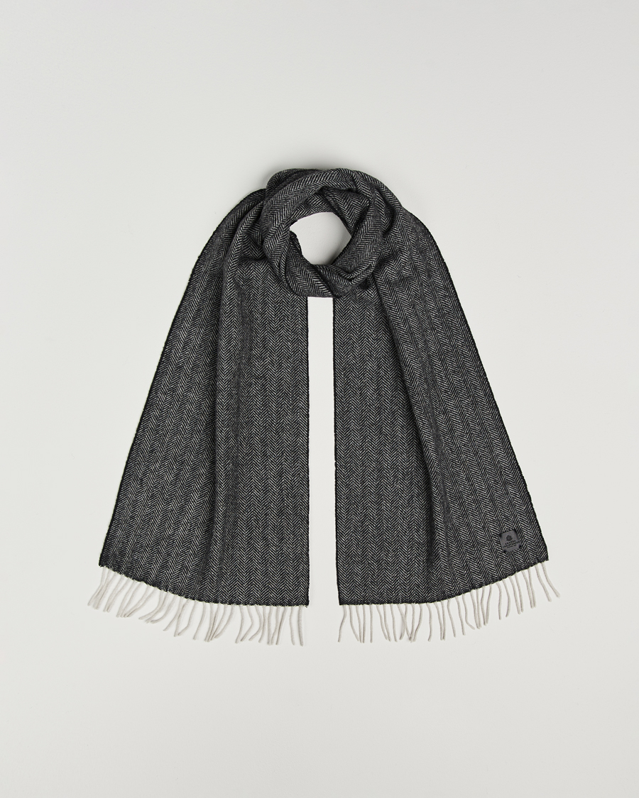 Herren | Amanda Christensen Wool Herringbone Scarf Black | Amanda Christensen | Wool Herringbone Scarf Black