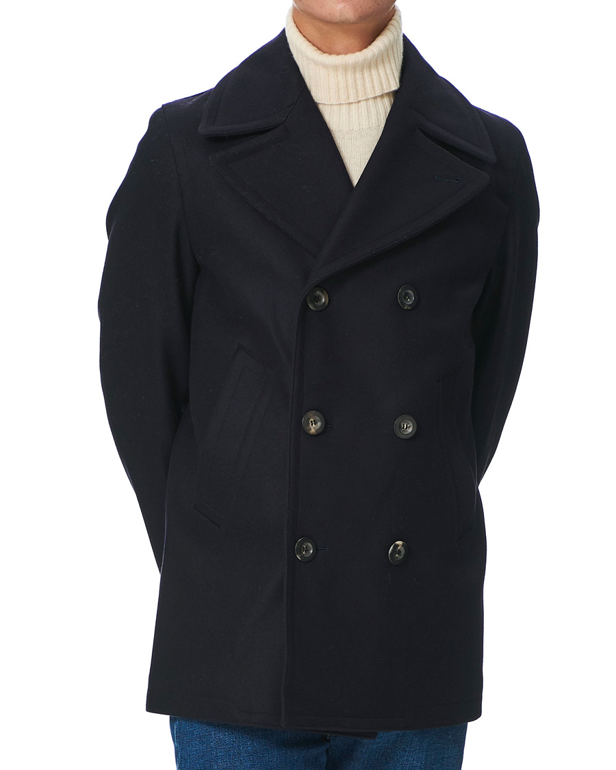 Herren | Jacken | Private White V.C. | Wool Melton Peacoat Midnight