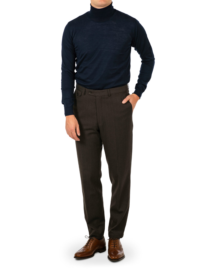 Herren | Pullover | Oscar Jacobson | Cole Extra Fine Merino Rollneck Navy