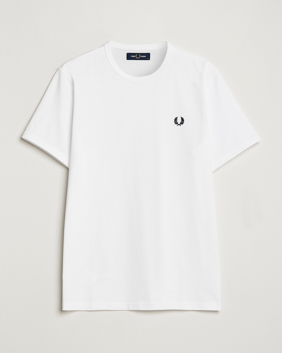 Herren | T-Shirts | Fred Perry | Ringer Crew Neck Tee White