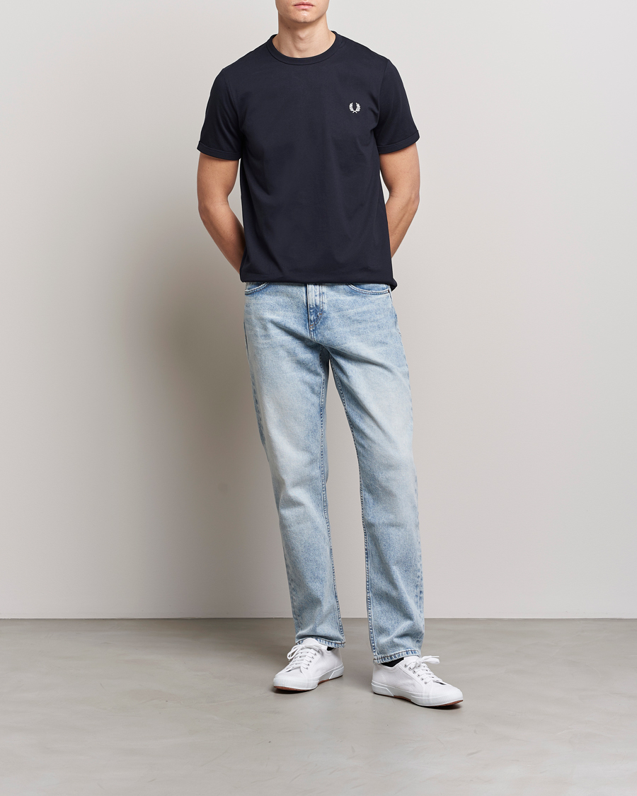 Herren | T-Shirts | Fred Perry | Ringer Crew Neck Tee Navy