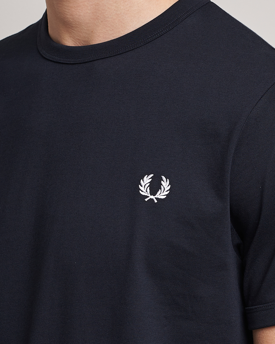 Herren | T-Shirts | Fred Perry | Ringer Crew Neck Tee Navy