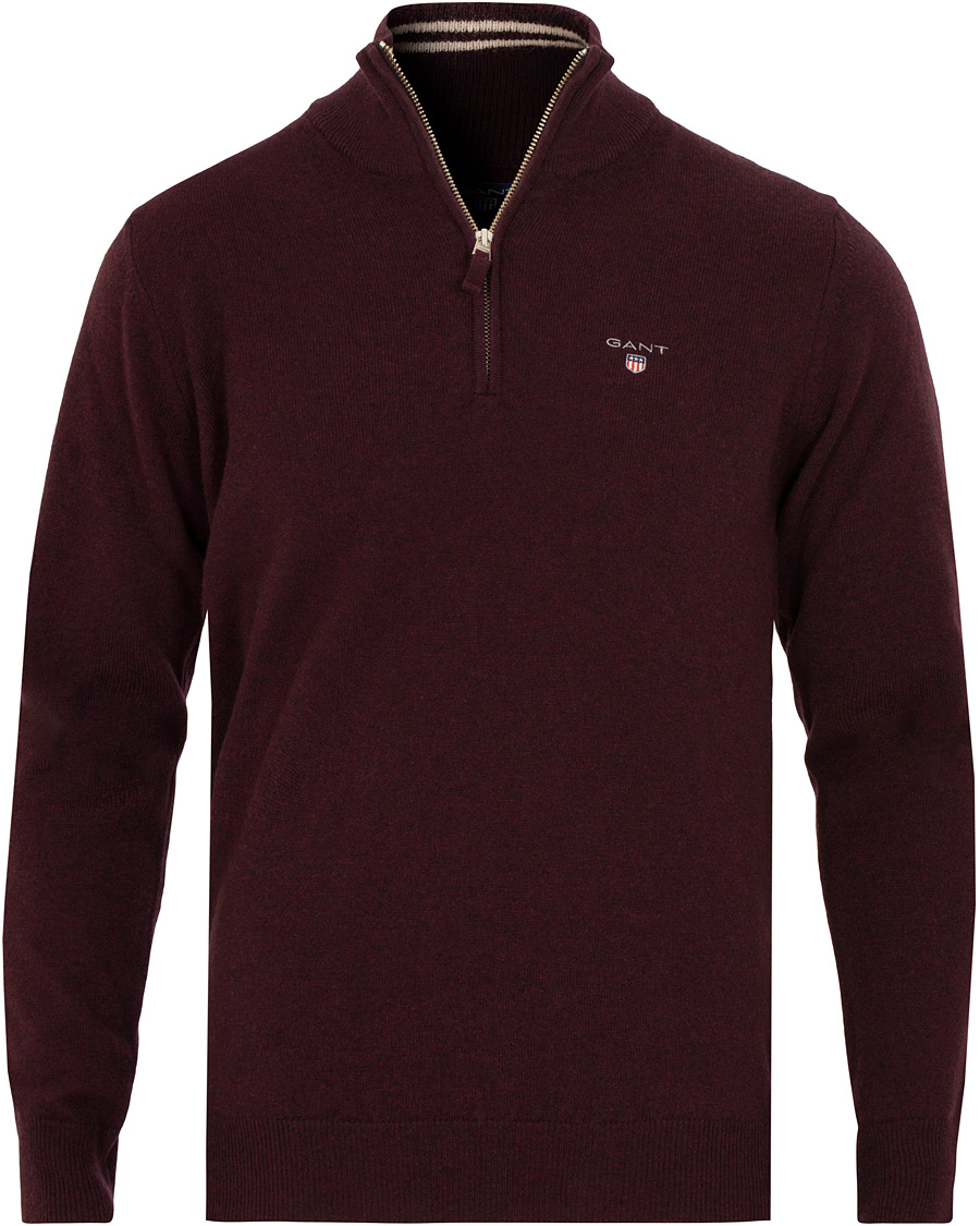 Herren | Pullover | Gant | Superfine Lambswool Half Zip Dark Burgundy Melange