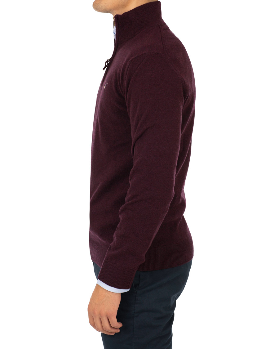 Herren | Pullover | GANT | Superfine Lambswool Half Zip Dark Burgundy Melange