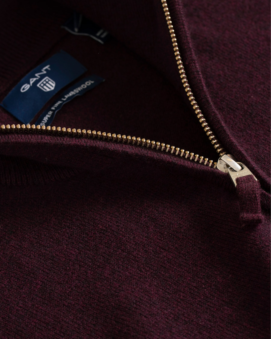Herren | Pullover | GANT | Superfine Lambswool Half Zip Dark Burgundy Melange
