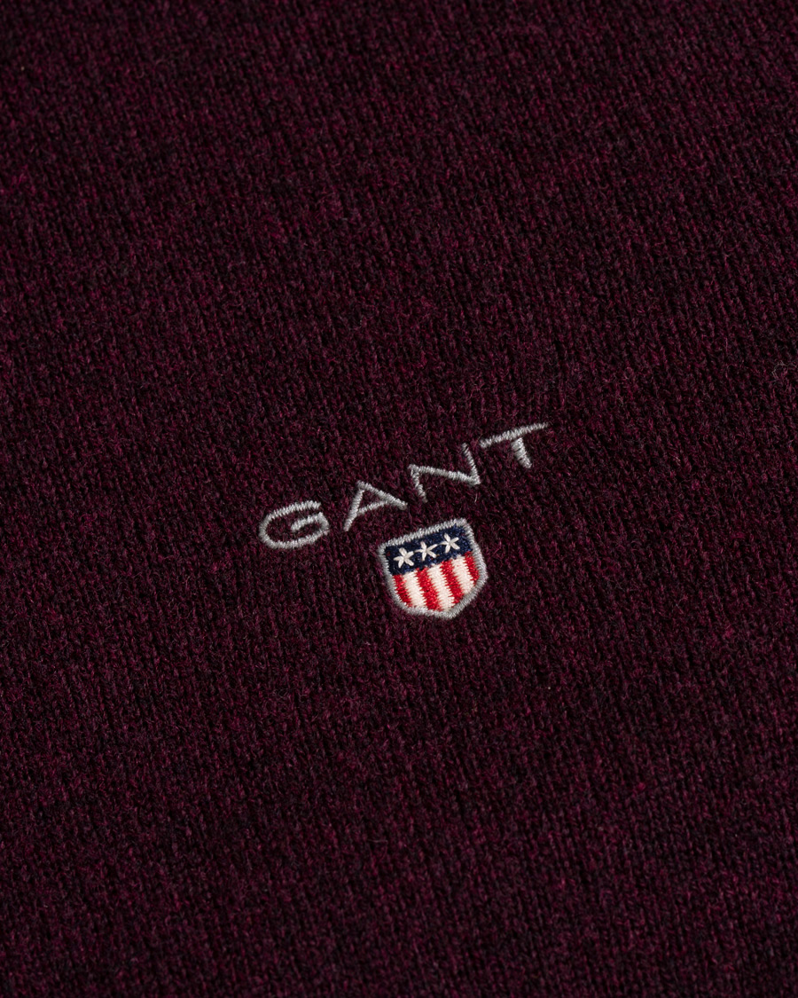 Herren | Pullover | Gant | Superfine Lambswool Half Zip Dark Burgundy Melange