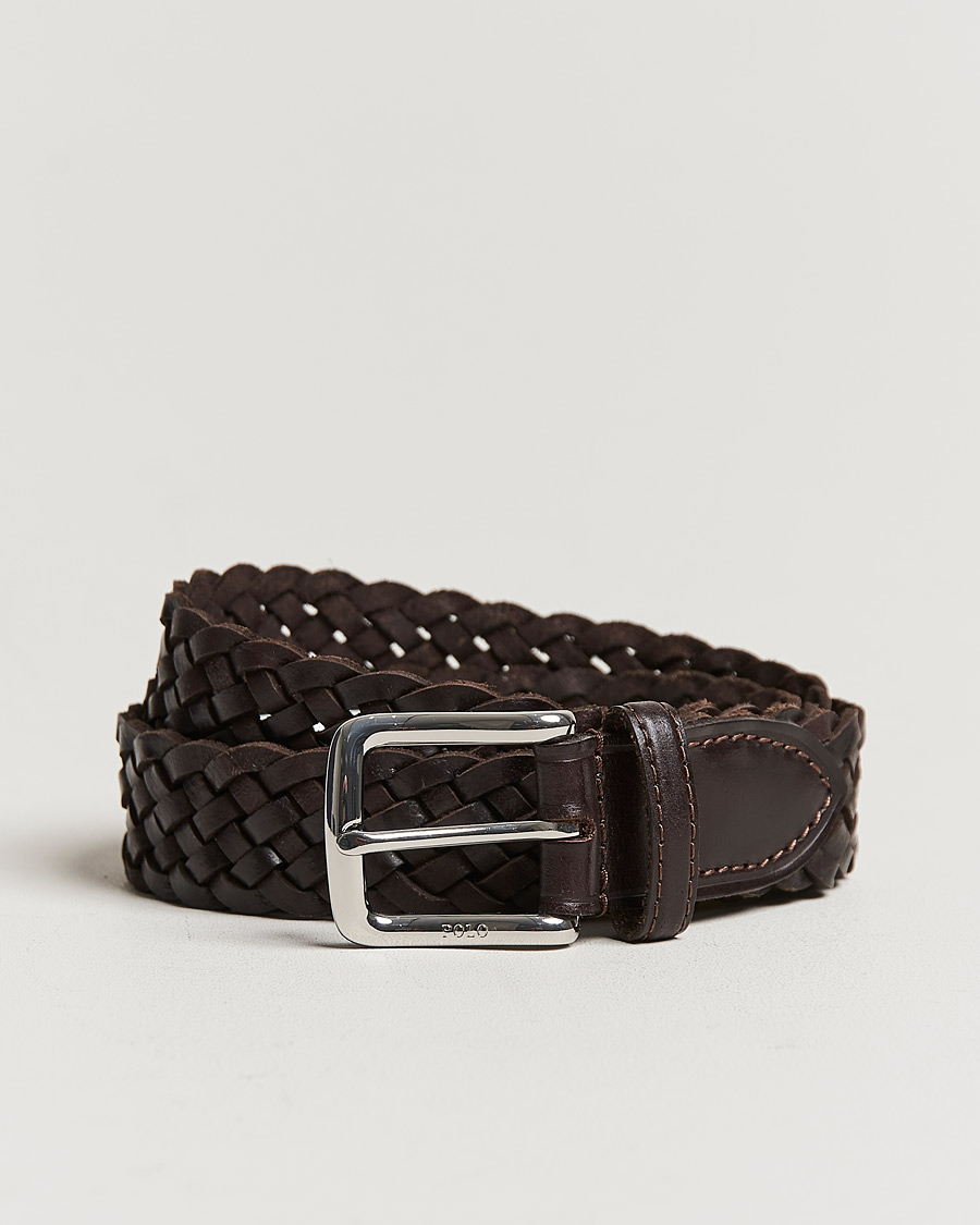 Herren | Polo Ralph Lauren Braided Leather Belt Dark Brown | Polo Ralph Lauren | Braided Leather Belt Dark Brown