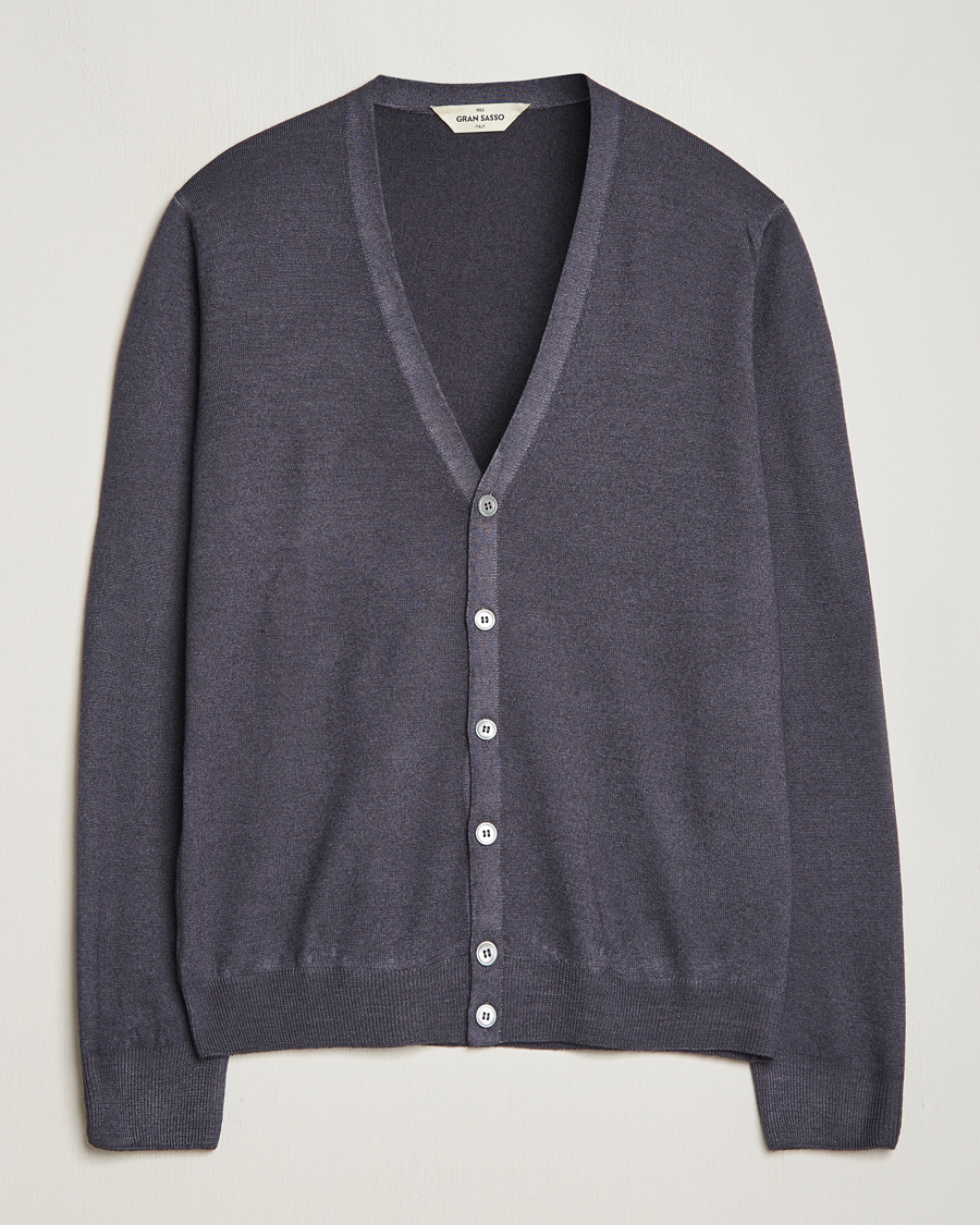 Herren | Pullover | Gran Sasso | Vintage Merino Fashion Fit Cardigan Charcoal