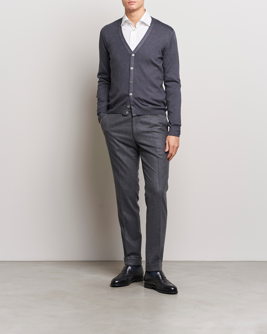 Herren | Pullover | Gran Sasso | Vintage Merino Fashion Fit Cardigan Charcoal