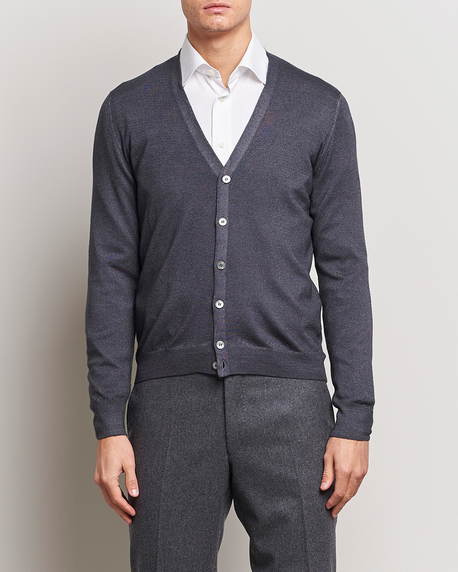 Herren | Pullover | Gran Sasso | Vintage Merino Fashion Fit Cardigan Charcoal