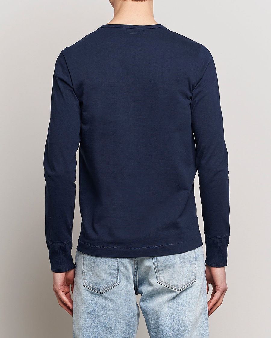 Herren | Pullover | Merz b. Schwanen | Classic Organic Cotton Henley Sweater Ink Blue
