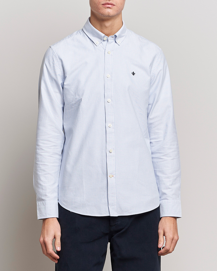 Herren | Morris | Morris | Oxford Striped Button Down Cotton Shirt Light Blue