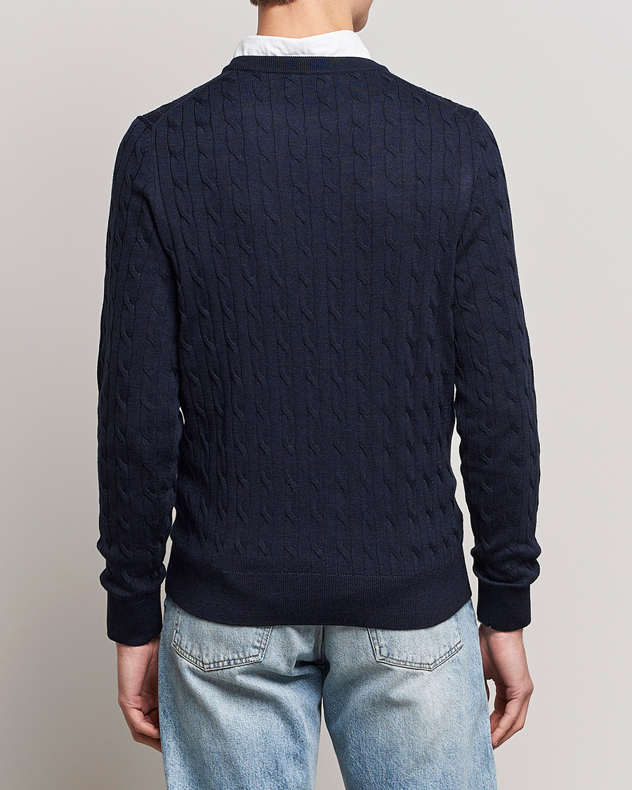 Herren | Pullover | Morris | Merino Cable O-Neck Navy