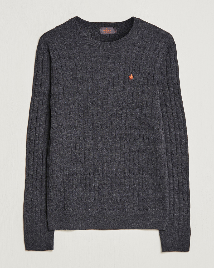 Herren | Pullover | Morris | Merino Cable O-Neck Grey