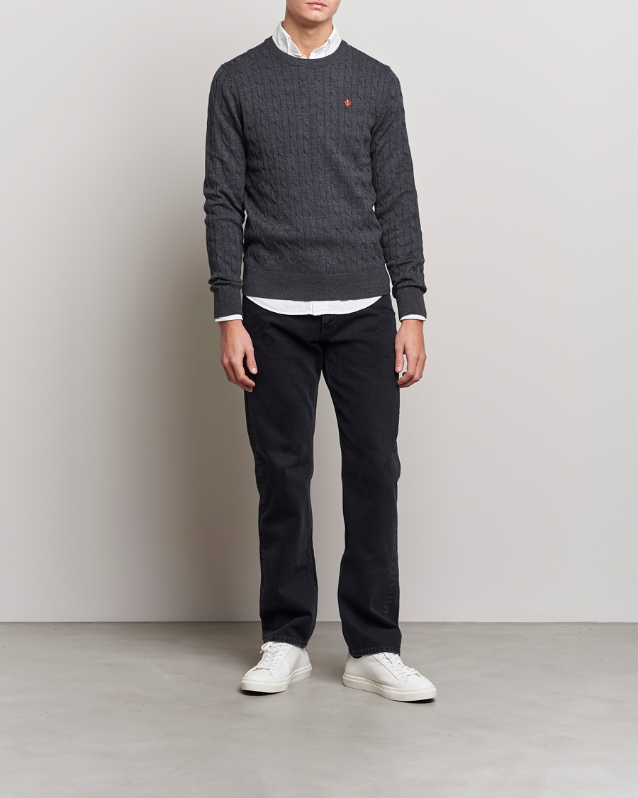 Herren | Pullover | Morris | Merino Cable O-Neck Grey