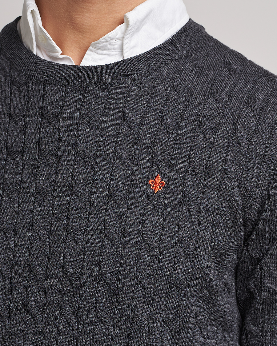 Herren | Pullover | Morris | Merino Cable O-Neck Grey