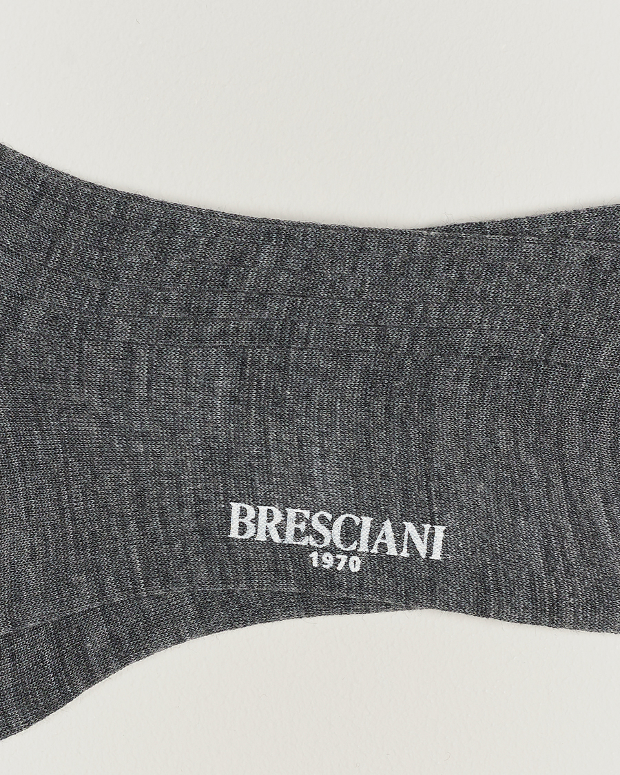 Herren | Normale Socken | Bresciani | Wool/Nylon Ribbed Short Socks Medium Grey