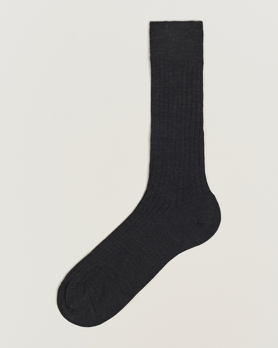 Herren | Unterwäsche | Bresciani | Wool/Nylon Ribbed Short Socks Anthracite