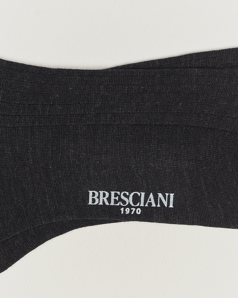 Herren | Normale Socken | Bresciani | Wool/Nylon Ribbed Short Socks Anthracite
