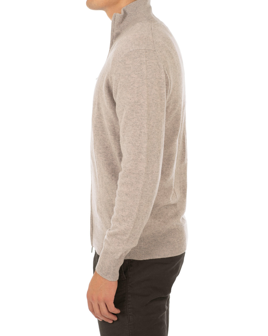 Herren | Pullover | Soft Goat | Cashmere Full-zip Light Taupe