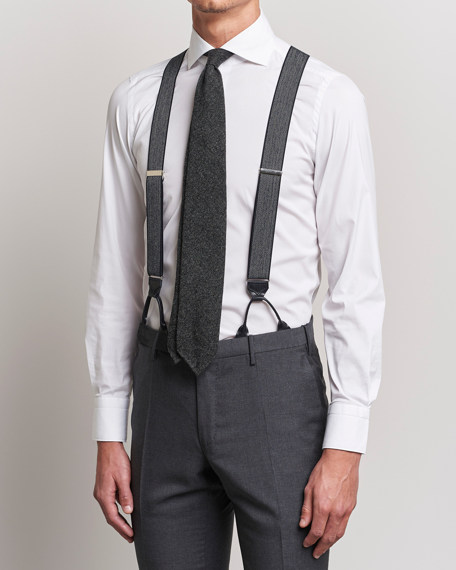 Herren | Albert Thurston Elastic Herringbone Braces 35mm Blue | Albert Thurston | Elastic Herringbone Braces 35mm Blue