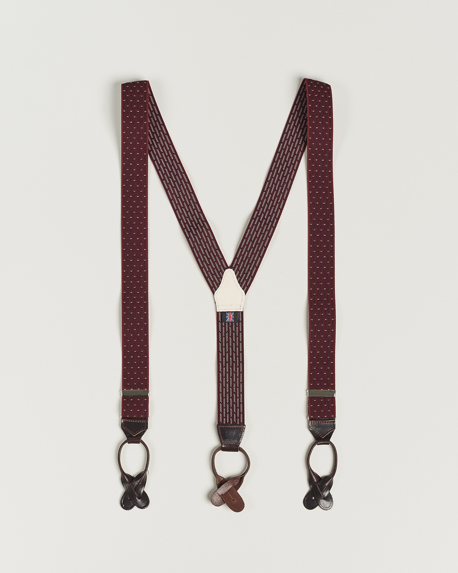 Herren | Albert Thurston Elastic Dot Braces 35mm Wine | Albert Thurston | Elastic Dot Braces 35mm Wine
