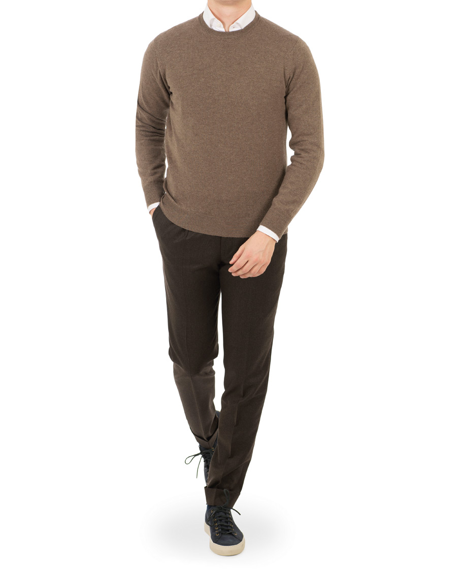 Herren | Pullover | Piacenza Cashmere | Cashmere Crew Neck Sweater Brown