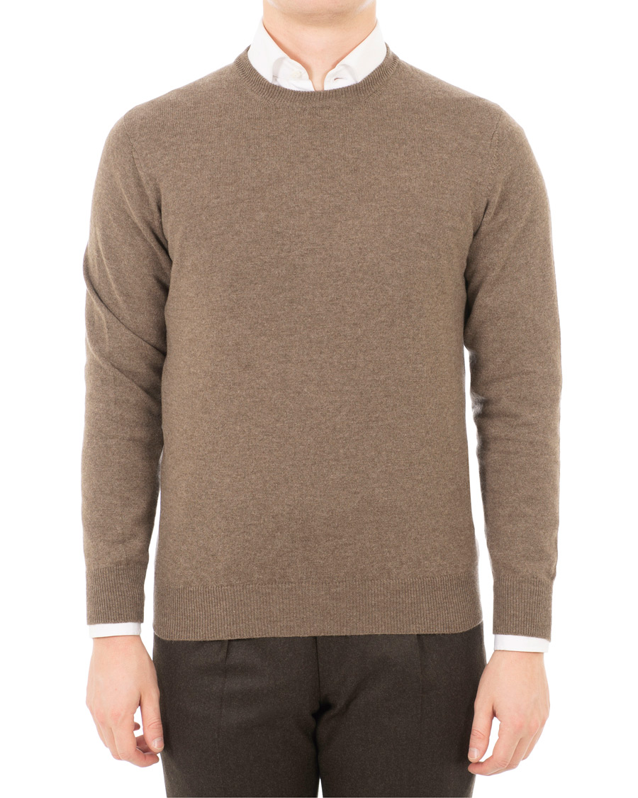 Herren | Pullover | Piacenza Cashmere | Cashmere Crew Neck Sweater Brown