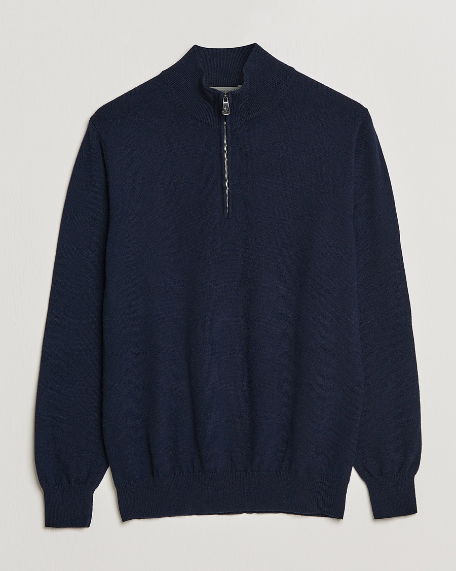 Herren | Pullover | Piacenza Cashmere | Cashmere Half Zip Sweater Navy