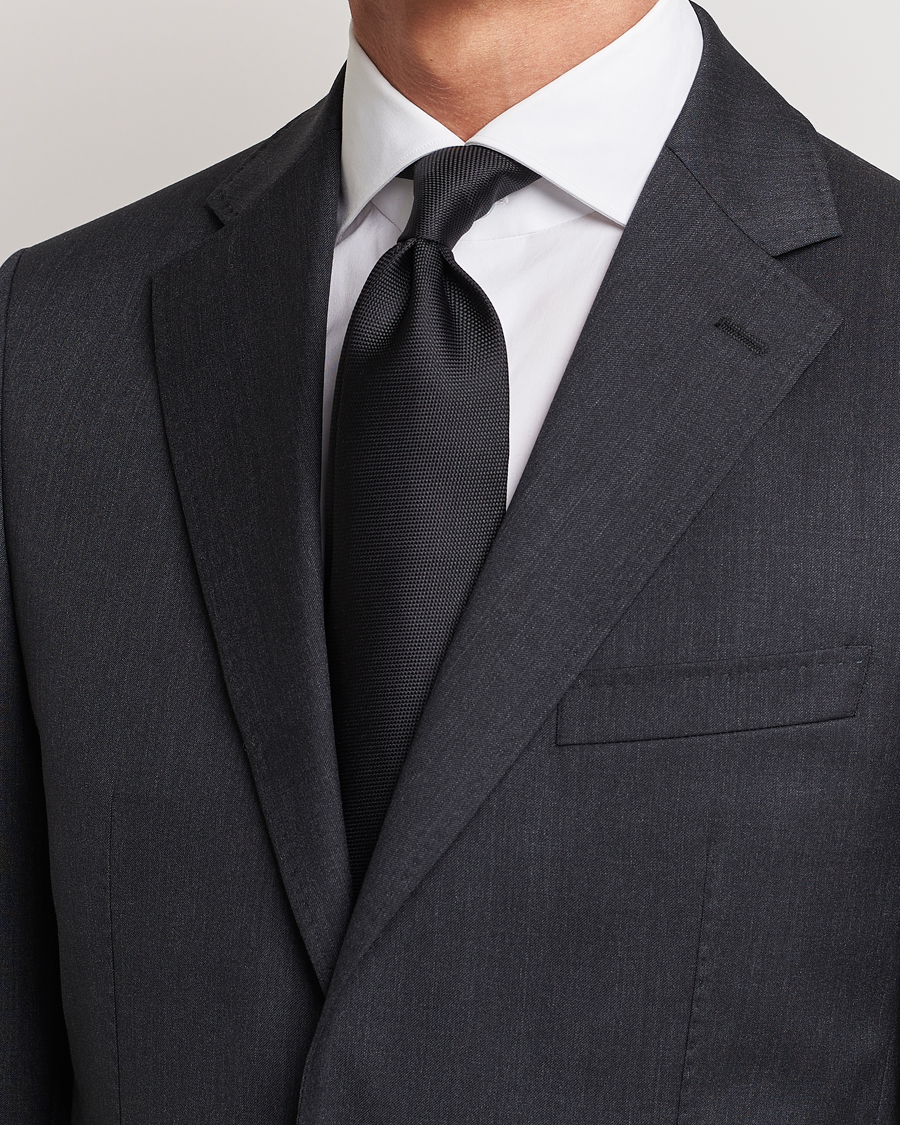 Herren | Business & Beyond | Eton | Silk Basket Weave Tie Faded Black