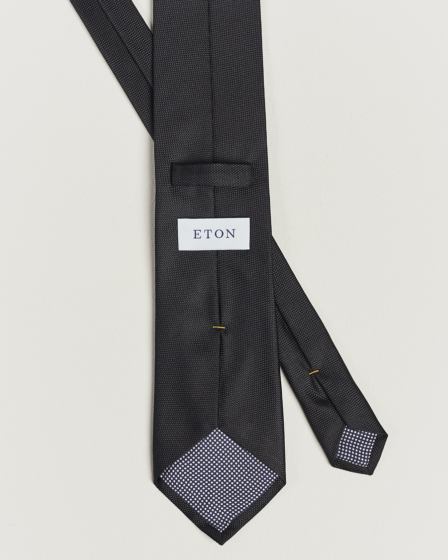 Herren | Krawatten | Eton | Silk Basket Weave Tie Faded Black