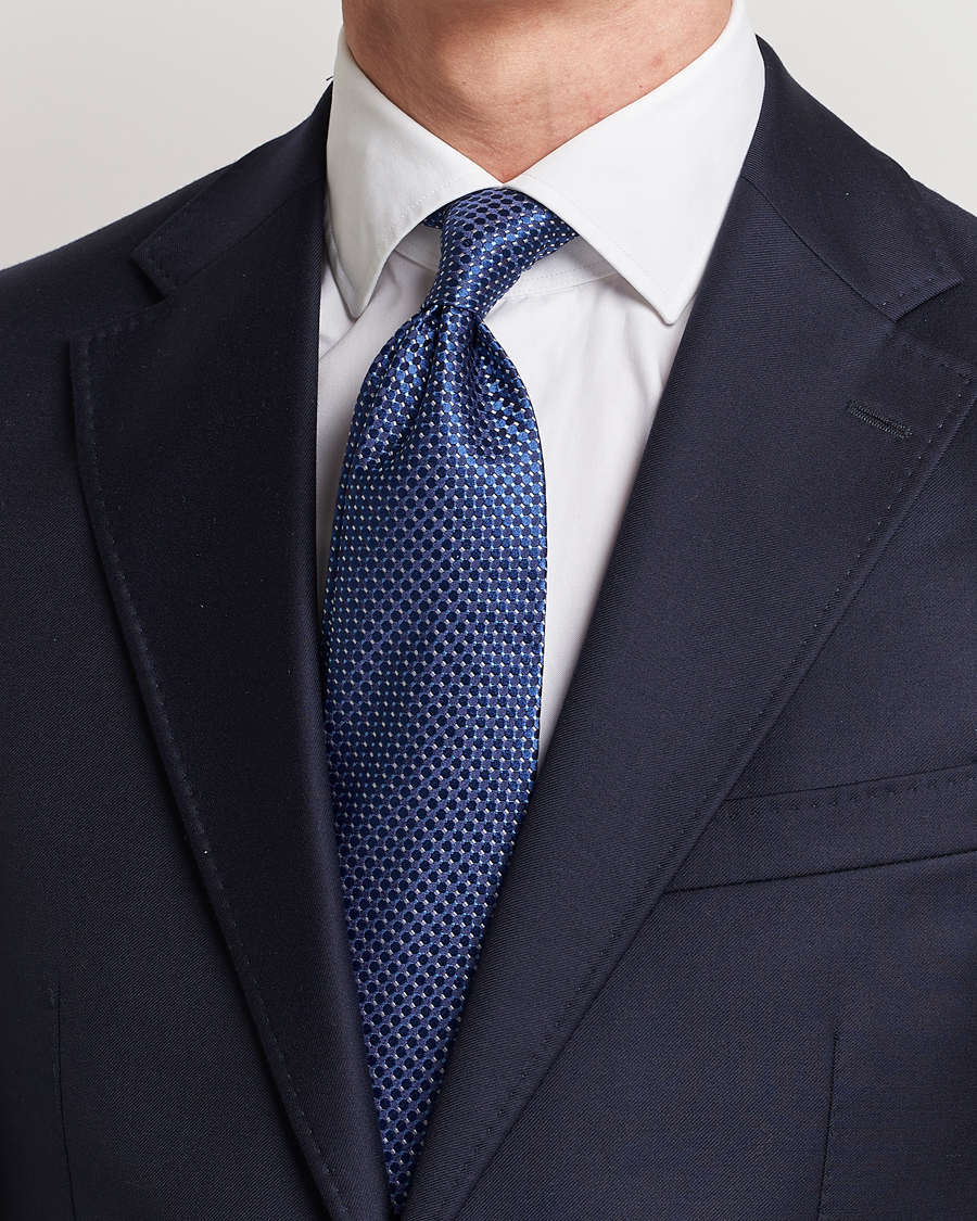 Herren | Krawatten | Eton | Silk Geometric Weave Tie Navy