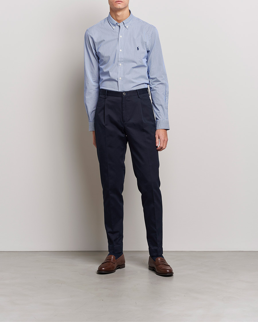 Herren | Hemden | Polo Ralph Lauren | Slim Fit Thin Stripe Poplin Shirt Blue/White
