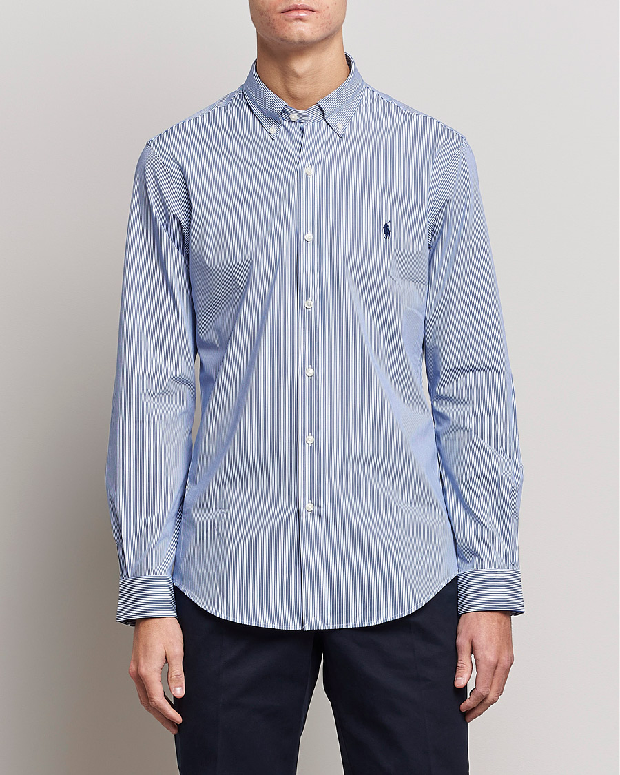 Herren | Freizeithemden | Polo Ralph Lauren | Slim Fit Thin Stripe Poplin Shirt Blue/White