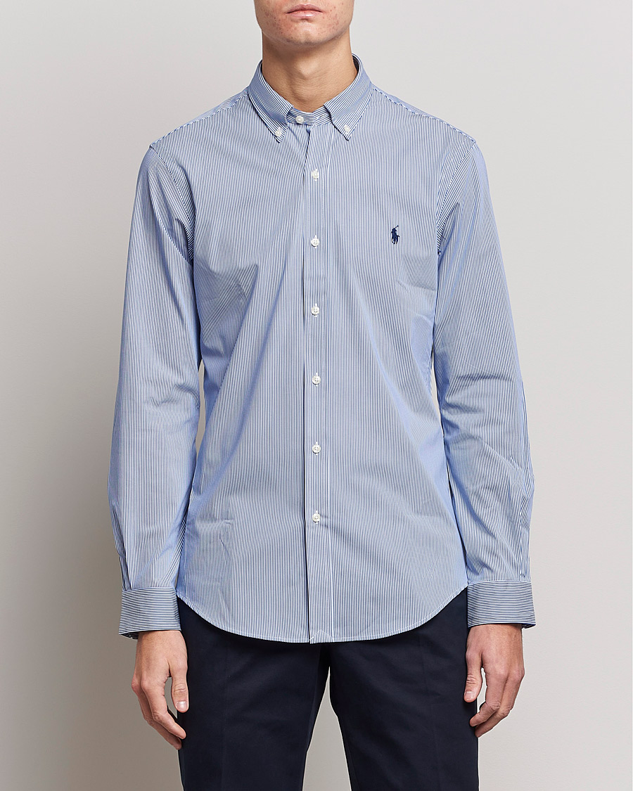 Herren | Hemden | Polo Ralph Lauren | Slim Fit Thin Stripe Poplin Shirt Blue/White