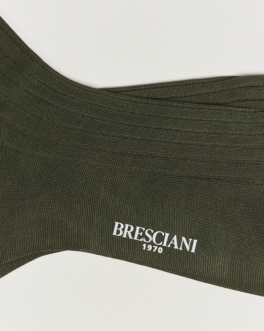 Herren | Kleidung | Bresciani | Cotton Ribbed Short Socks Olive Green