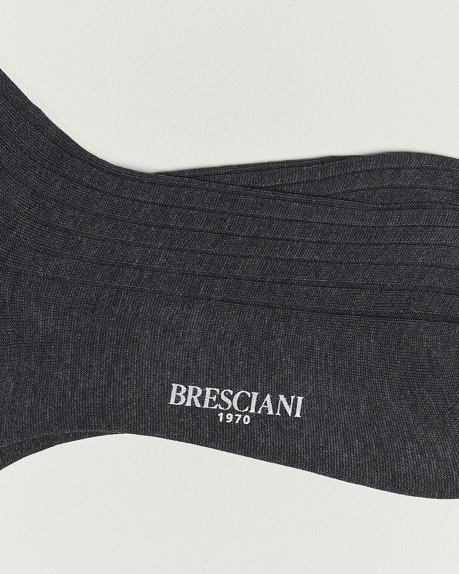 Herren | Italian Department | Bresciani | Cotton Ribbed Short Socks Grey Melange