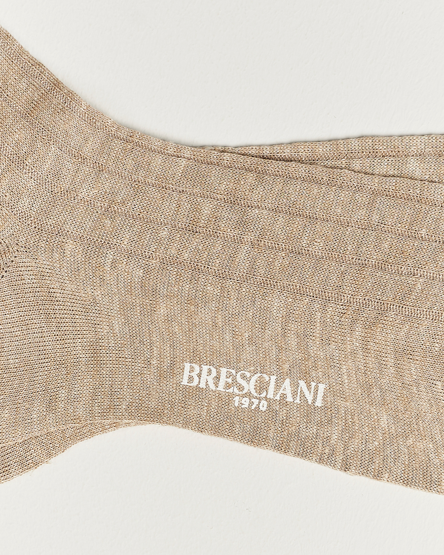 Herren | Kategorie | Bresciani | Linen Ribbed Short Socks Sand Melange