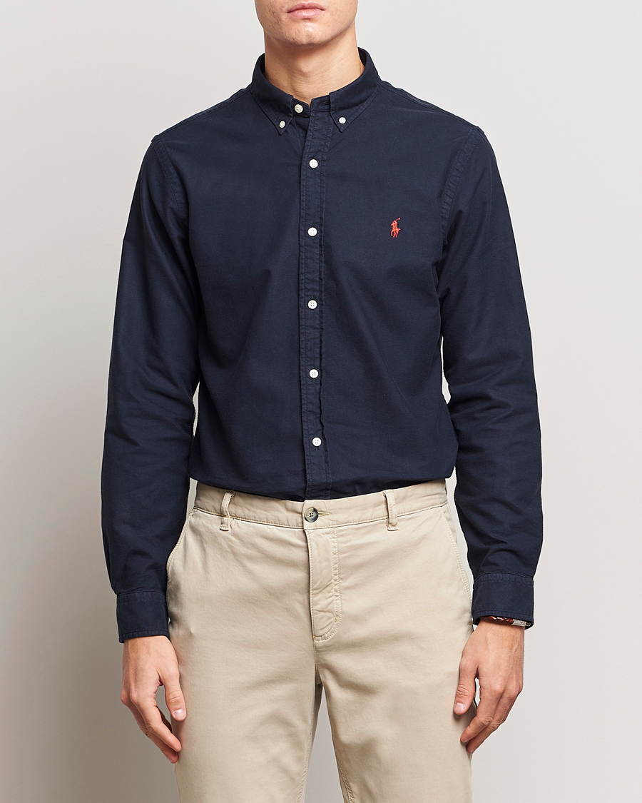 Herren | Oxfordhemden | Polo Ralph Lauren | Slim Fit Garment Dyed Oxford Shirt Navy