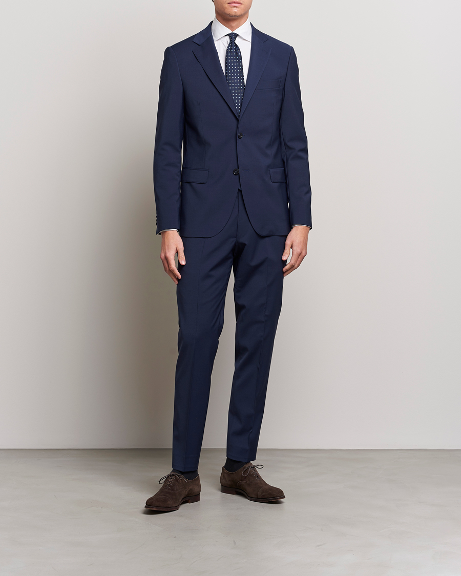 Herren | Sakkos | Oscar Jacobson | Edmund Wool Stretch Blazer Blue