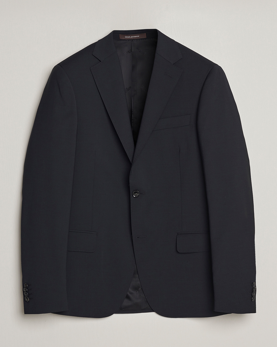 Herren | Sakkos | Oscar Jacobson | Edmund Wool Stretch Blazer Black