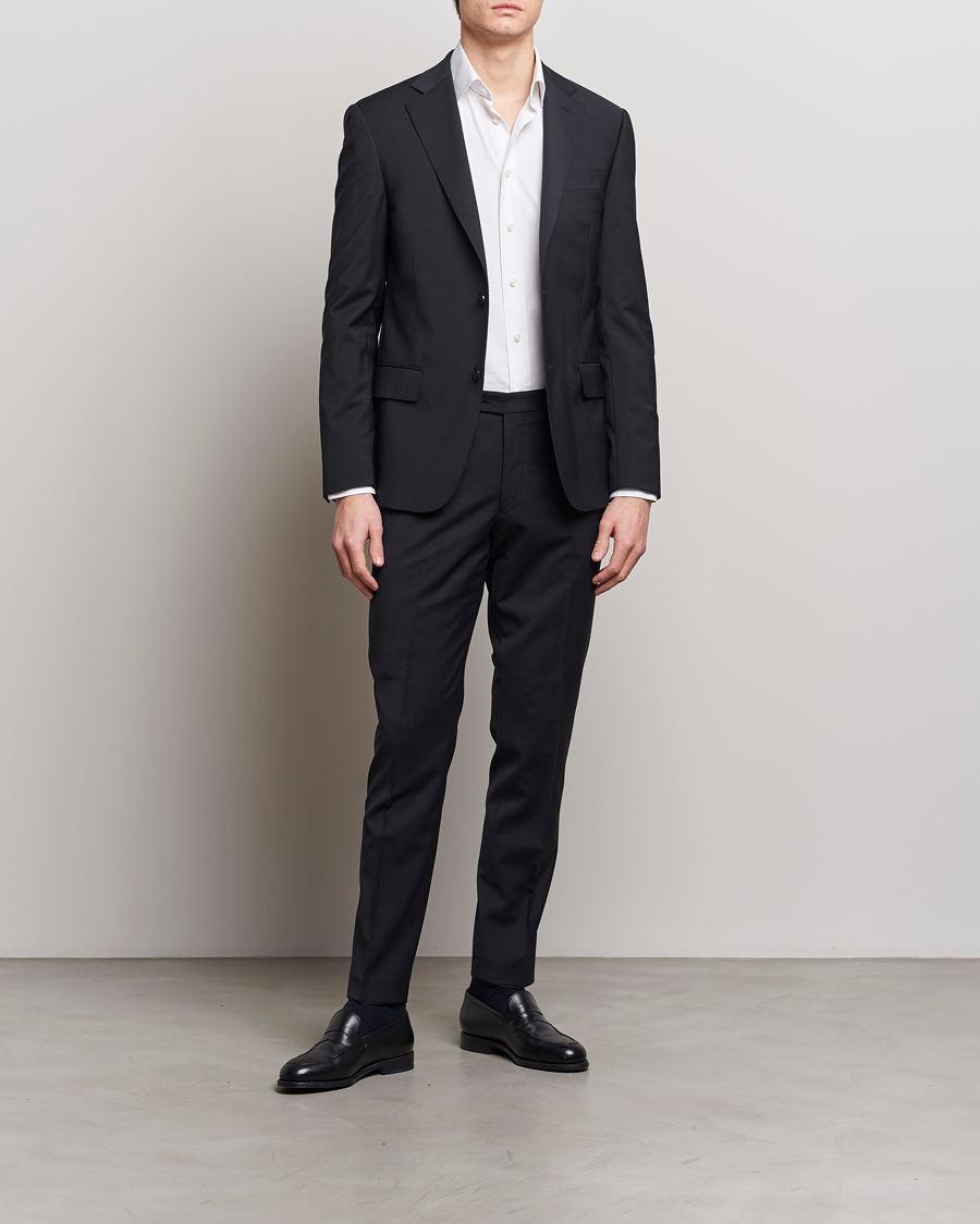 Herren | Hosen | Oscar Jacobson | Denz Wool Stretch Trousers Black